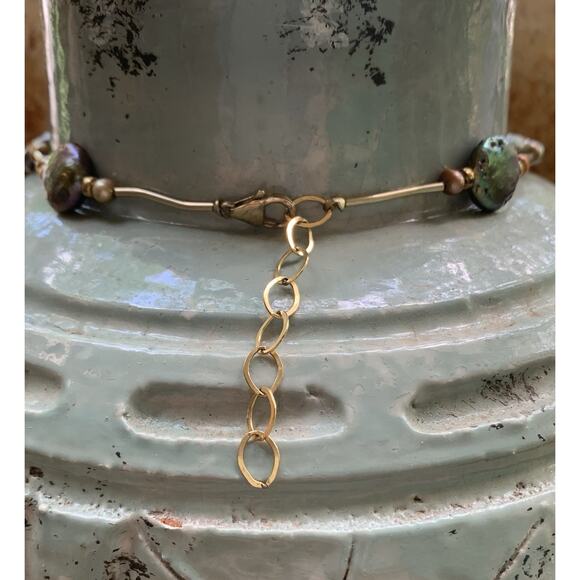 Gold Filled Peacock Coin Pearls Necklace and Earring Statement Set - Picture 10 of 10